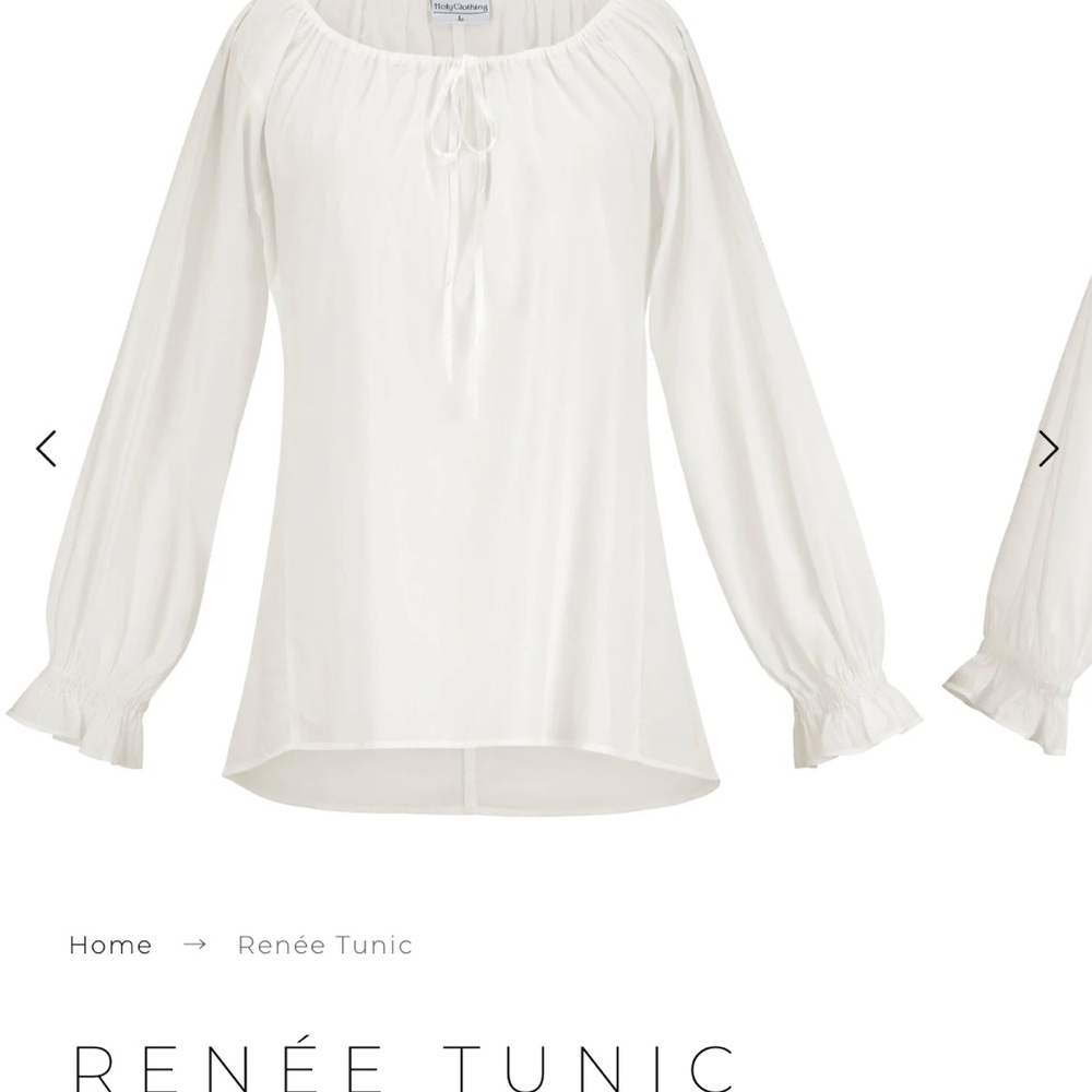 HolyClothing-Renée Elegant White/Natural Tunic Blouse-L